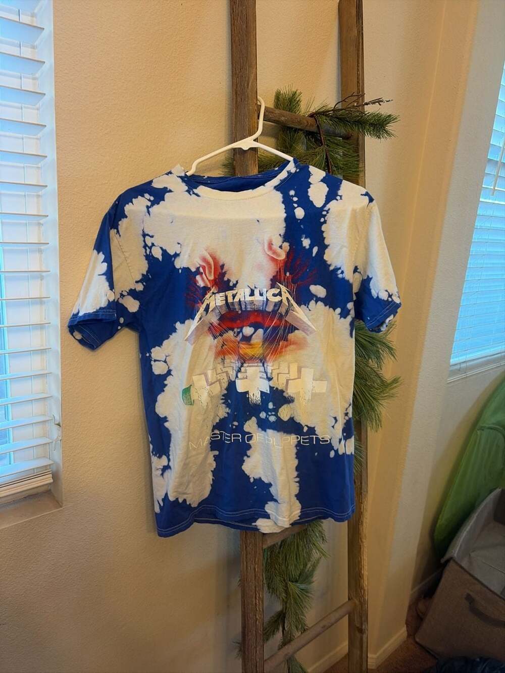 Metallica Master of Puppets Blue and White Tie Dye T-Shirt